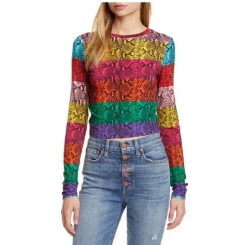 Alice and Olivia Delaina top snake print color block